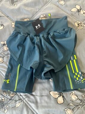 Under Armour Teal Athletic Skort with Neon Yellow Accents NWT